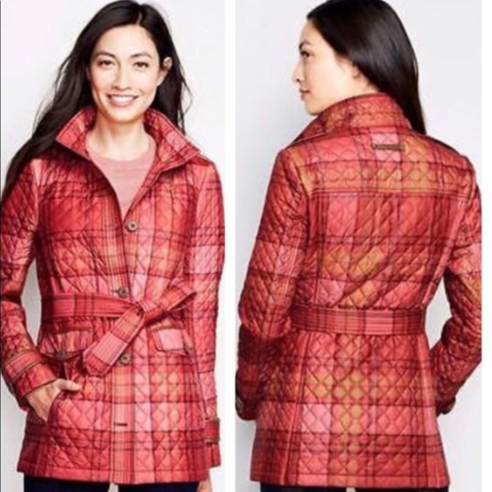 Lands end sz xsp plaid primaloft quilted coat